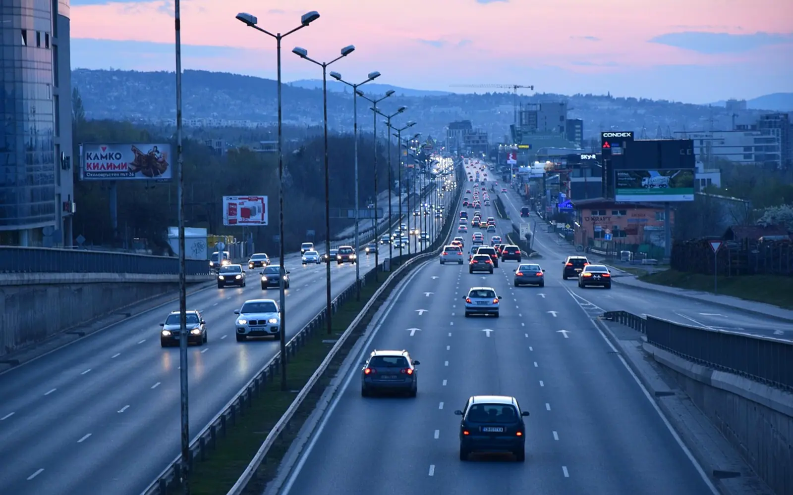 Highway, nature and city