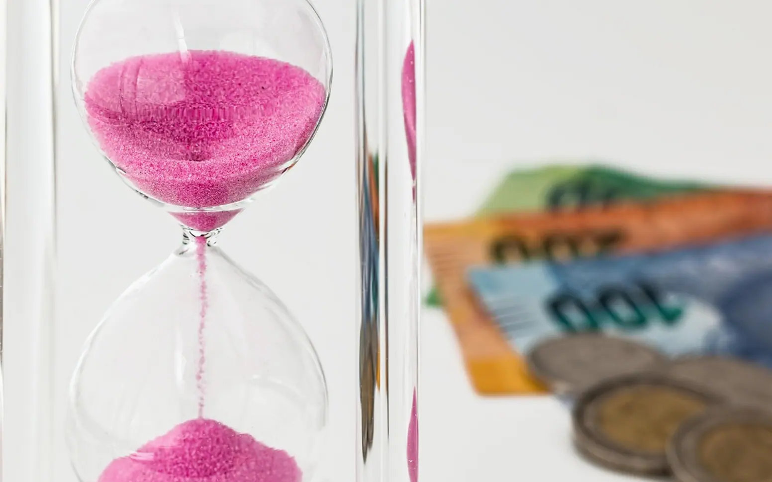 Hourglass, money and time